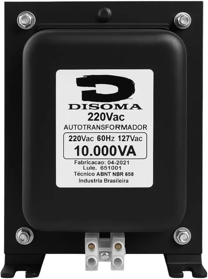 Transformador 10.000VA com Conector Sindal Bivolt 110V/220V – Disoma | Potência Real 5.550W | Para Solda, Ventilador de Janela e Equipamentos Potentes