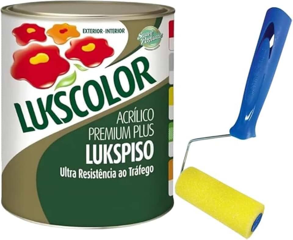 Tinta Piso Lukspiso 900ml 1/4 Diversas + Rolinho 9cm Espuma (Verde + Rolinho)