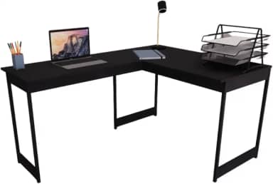 Mesa Em L Estilo Industrial Escrivaninha De Canto Escritório Estudo Beni Camaleão (Preto)
