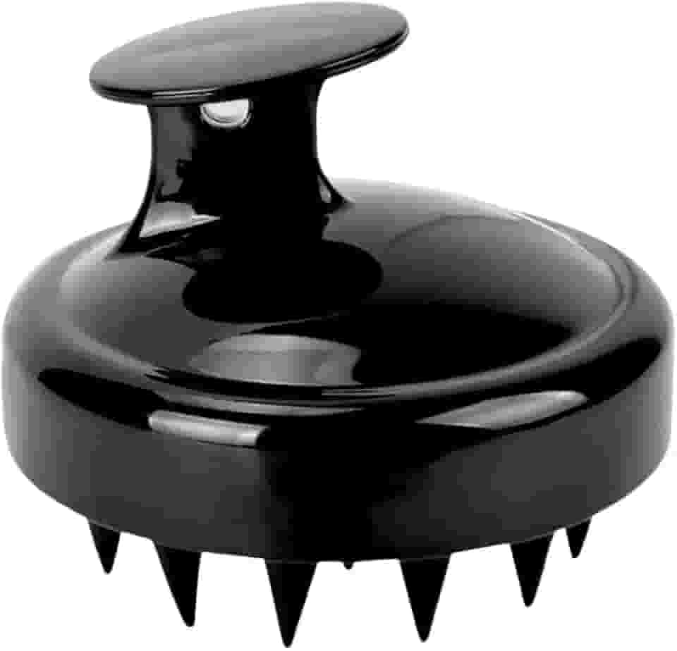 Tertúlia Escova Massageadora Couro Cabeludo - Massageador Capilar Silicone Macio Para Higienizar e Combater a Caspa (Preto)