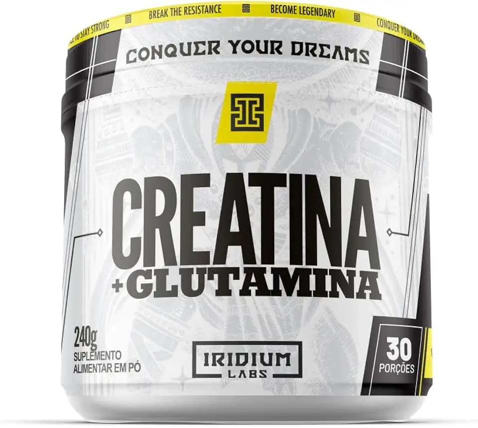 Iridum Labs Creatina + Glutamina - 240g - Sem Sabor - Força, Desempenho, Premium - 30 doses