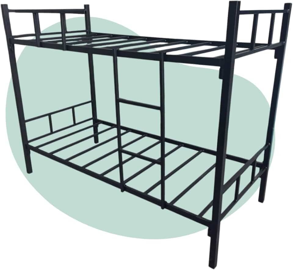 Beliche Solteiro de Aço Reforçado, Preto, Estrutura 0.9mm com Grade de Proteção, Escada Acoplável, 194x90x150cm, Suporta 300kg