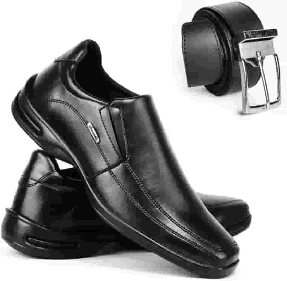 Sapato Social Masculino Ortopédico Ajustável Confort + Cinto