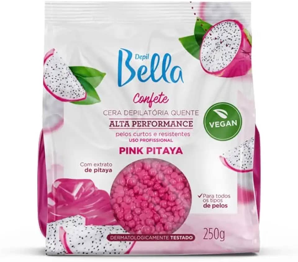 Depil Bella - Cera Depilatória Confete Vegana Pink Pitaya 250g
