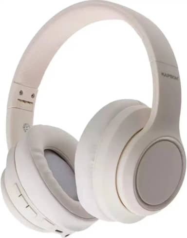 Fone de Ouvido Estéreo Sem Fio Headphone Bluetooth - Redução de Ruído e Longa Duração de Bateria com 18 horas de Bateria, Carregamento Rapido, Design Dobrável (Bege)