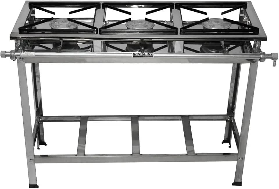 Fogão Industrial 3 Bocas com Queimadores de Caulim – Alta Pressão