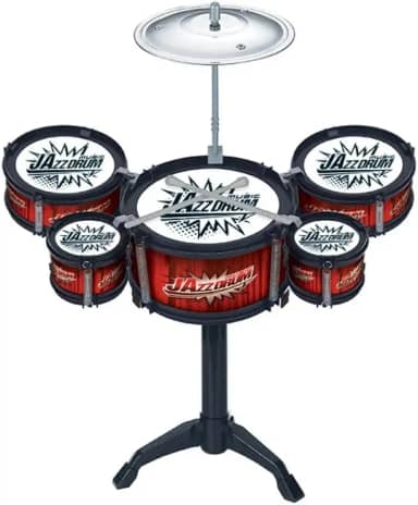 Genérico Mini Bateria Infantil com 8 Peças, Prato, Tambor e Baquetas, para Brincar e Desenvolver Coordenação Musical