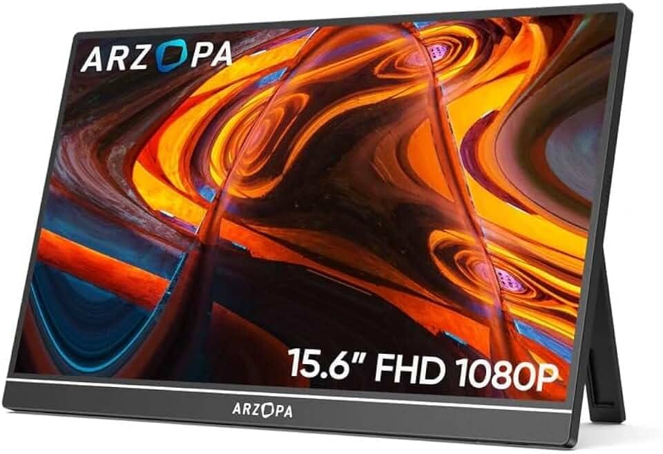 Monitor Portatil Arzоpa A1 - Monitor Portátil 15,6'', FHD 1080P Conectado Com USB C Dupla/HDMI, IPS Extensor De Tela para Notebook com VESA e Funda Inteligente magnético, Plug and Play