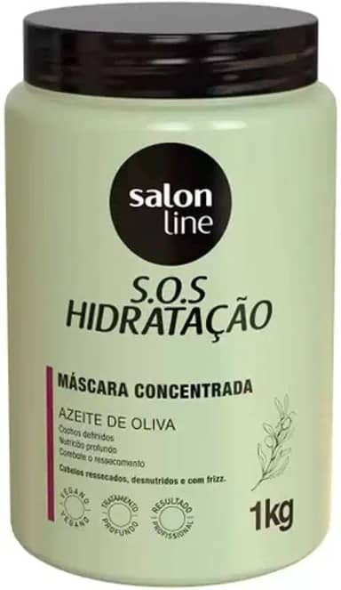 Salon Line, Máscara Capilar, SOS Hidratação, Azeite de Oliva, Vegana - Cabelos Cacheados e Crespos, 1 Kg