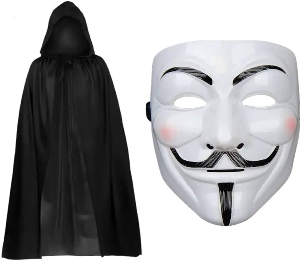 Fantasia Halloween Mascara Capuz Capa Adulto V De Vingança