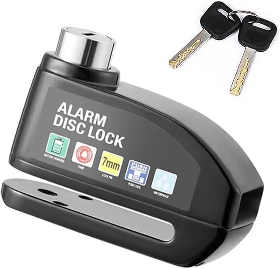 Cadeado De Disco Reforçado Trava Roda Alarme Segurança Moto Bike