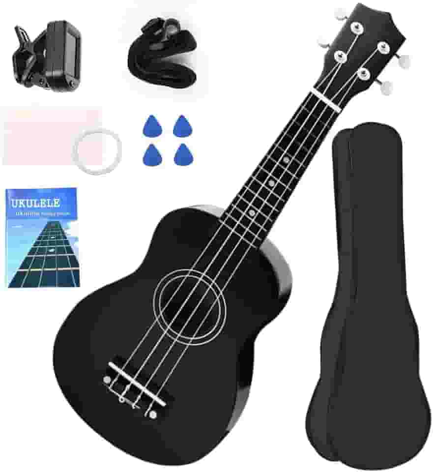 Gavzrt Ukulele 21 Polegadas, Acústico Soprano, Violao Acustico, Kit Ukulele 21 Polegadas, Ukulele Concert, Violão Iniciante, Com Afinador Capa 4 Palhetas Corda Reserva e Manual, Ukelele