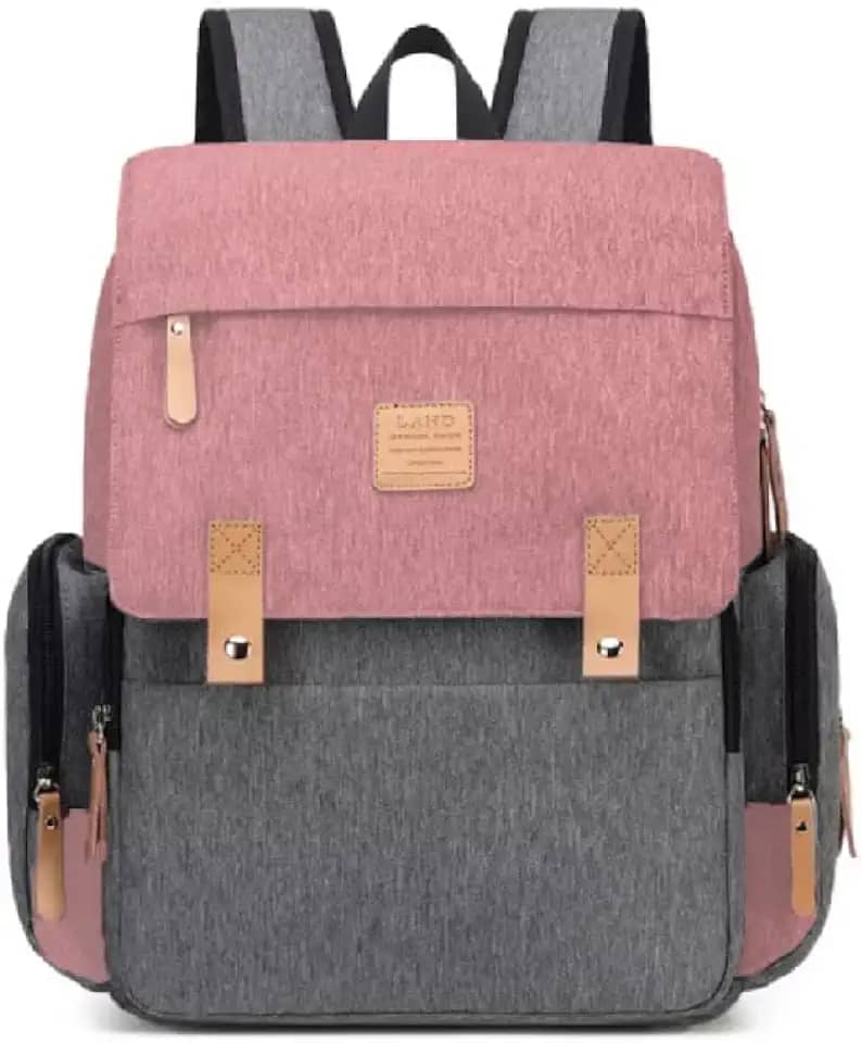 Bolsa Mochila Maternity Land modelo Luxury Premium Rosa com Cinza