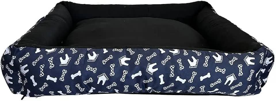 Cama Pet Lavável com Zíper Total e Fundo Impermeável - Caminha para Cachorro - Tecido Oxford e Espuma Soft ComfortPet (Azul, Médio)