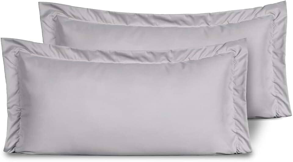 Kit 02 Fronhas para Travesseiro 90x50cm em Micropercal 200 Fios Tamanho Especial – Macia, Resistente e Fácil de Lavar (Cinza)