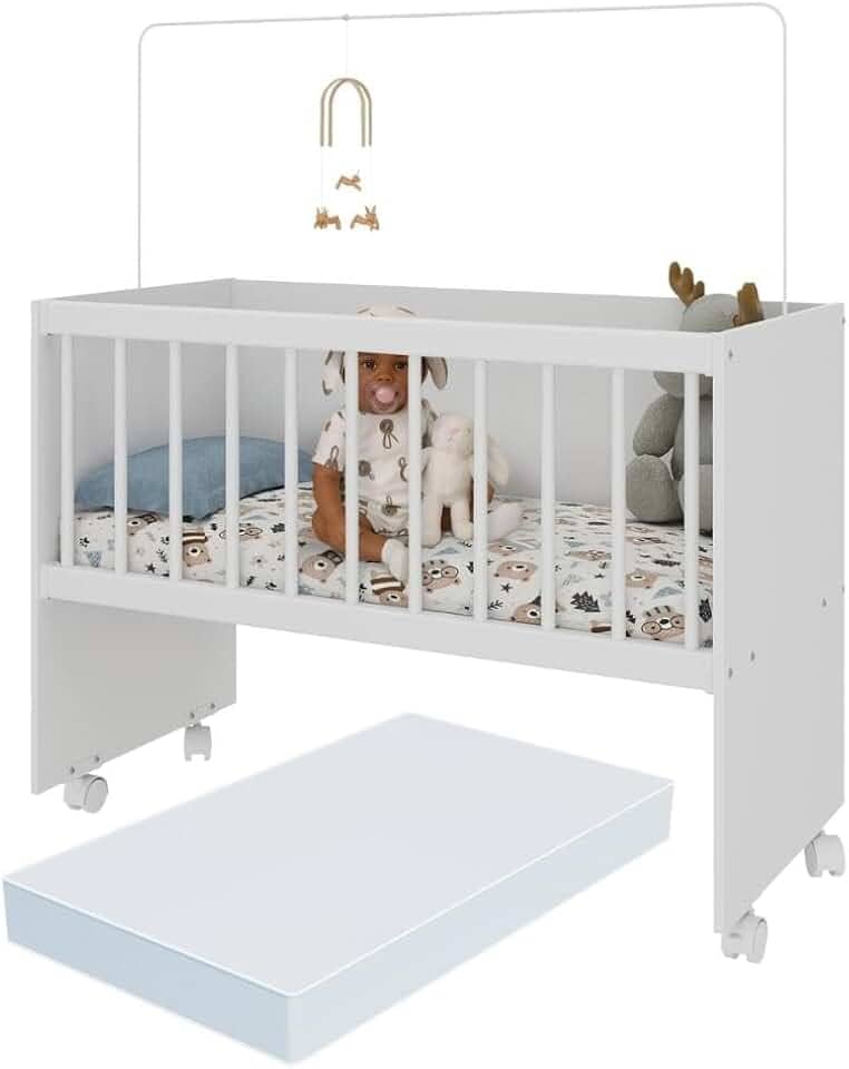 Berço Reborn com Colchão Incluso e Rodízios Multimóveis Mp4382c Branco