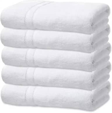 Kit 5 Toalhas de Banho Branca Hotel Macia Felpuda - Prata - Costura Dupla Reforçada (Branco Off White)