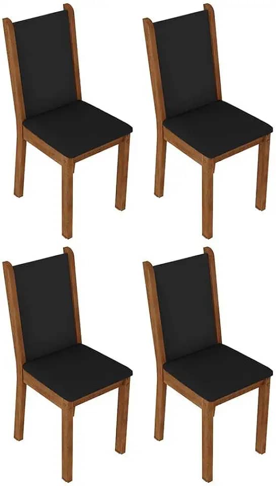Kit 4 Cadeiras de Jantar 4291 Rustic/preto Madesa