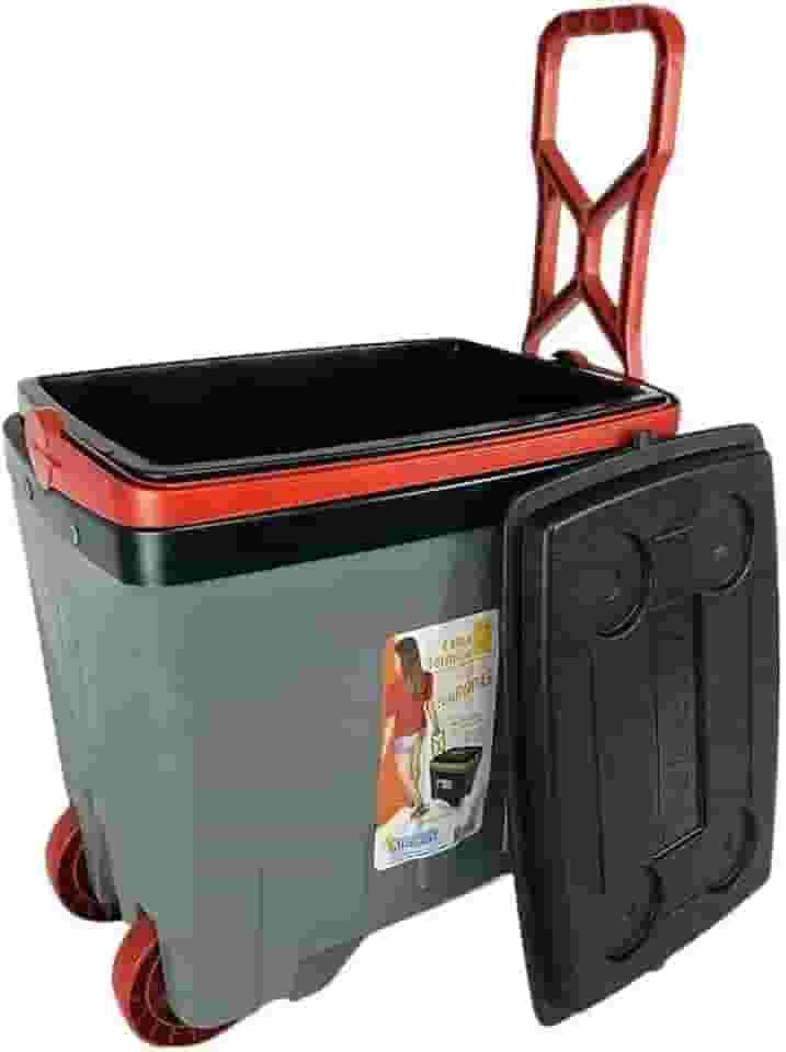 Caixa Térmica com Rodas, 34 Litros, 46 Latas, Alça Retrátil