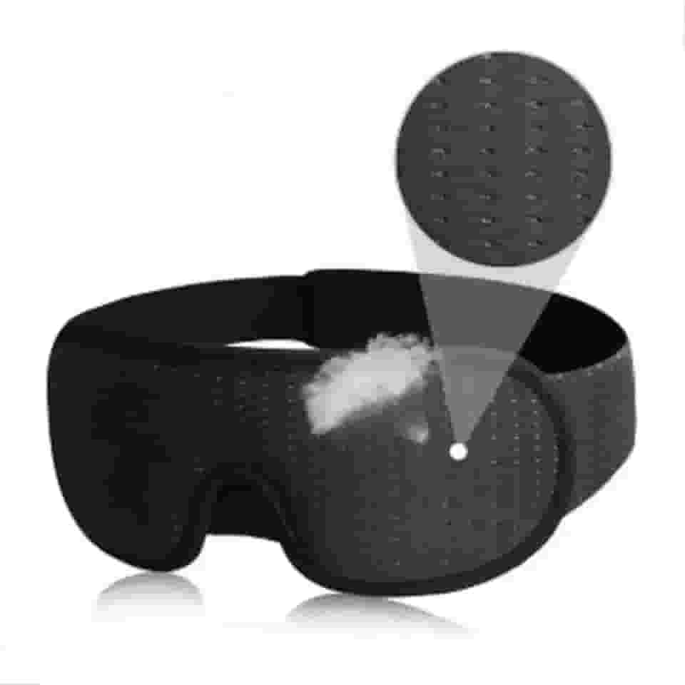 Máscara para dormir 3d confortável que bloqueia 100% luz com espuma respiravél espuma de memória (Preto)