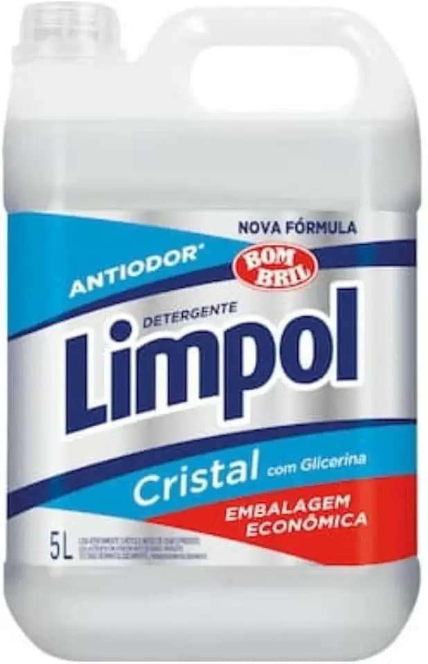 Limpol Detergente Cristal Antiodor com Glicerina, Embalagem Econômica, 5 Litros