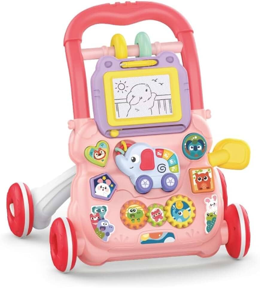 Andador Infantil Educativo Empurrar Piano e Lousa Maxi Baby (Rosa)