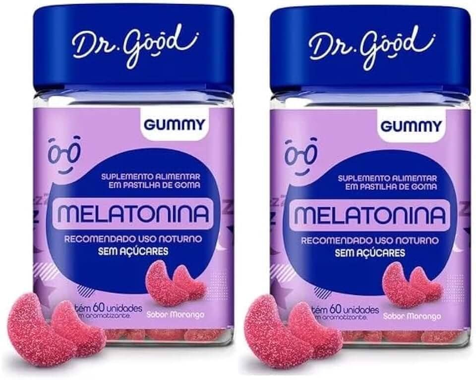Kit 2 Suplemento Melatonina Fini 60 Gomas Morango - Dr. Good