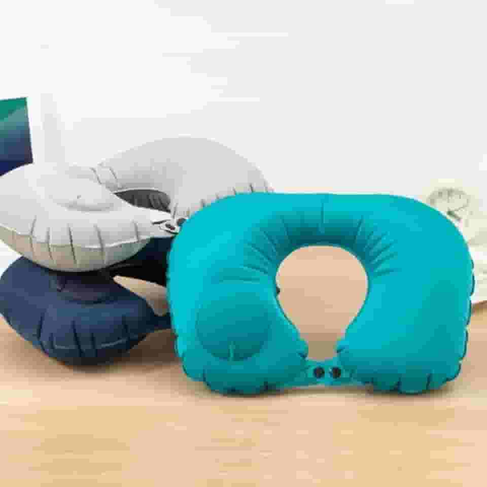 Almofada Travesseiro De Pescoço Viagem Inflável U - Ergonômico, Portátil, Compacto e Confortável Para Avião, Carro, Trem e Ônibus