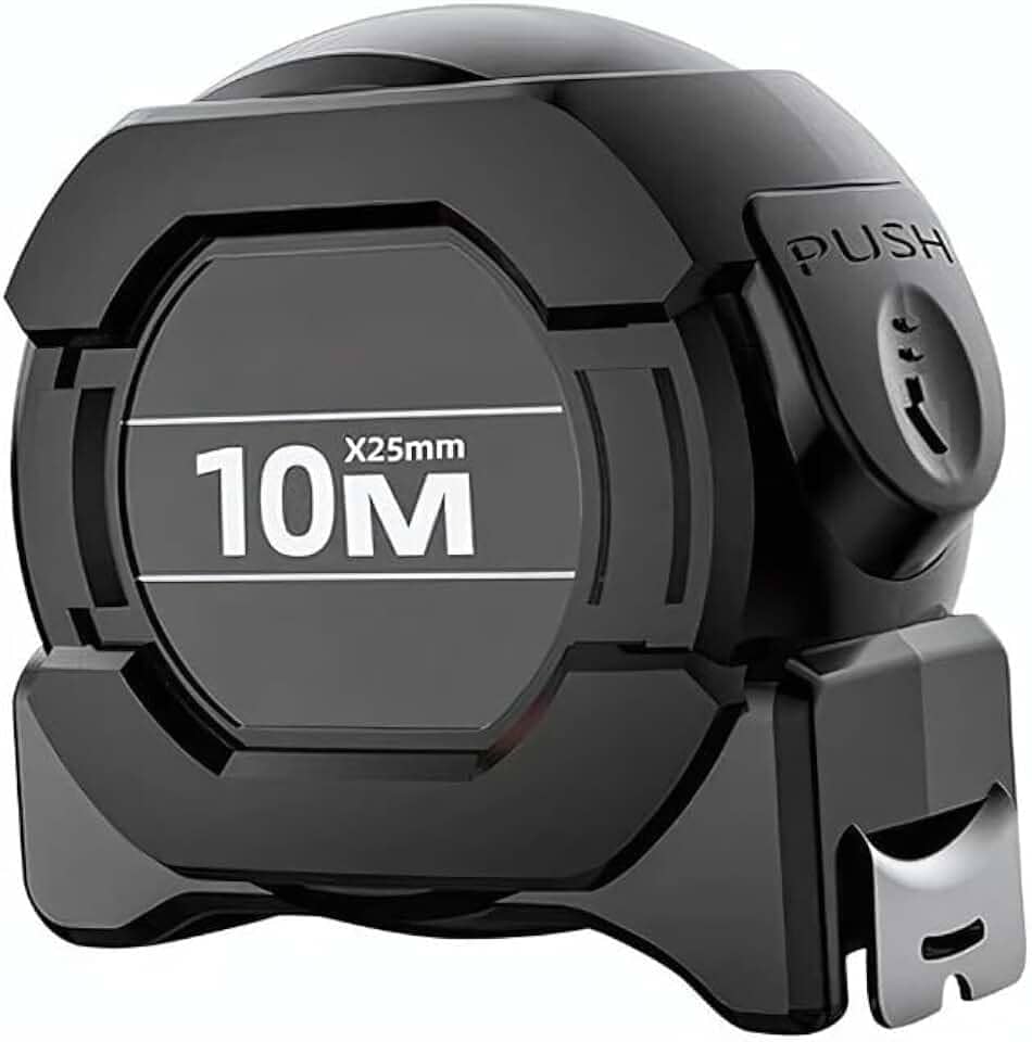 Fita Métrica Trena Profissional 10m Pratiarejo com Trava de Segurança, Fita Fluorescente de Alta Visibilidade e Clip de Cinto para Uso Profissional e Doméstico Pratiarejo®