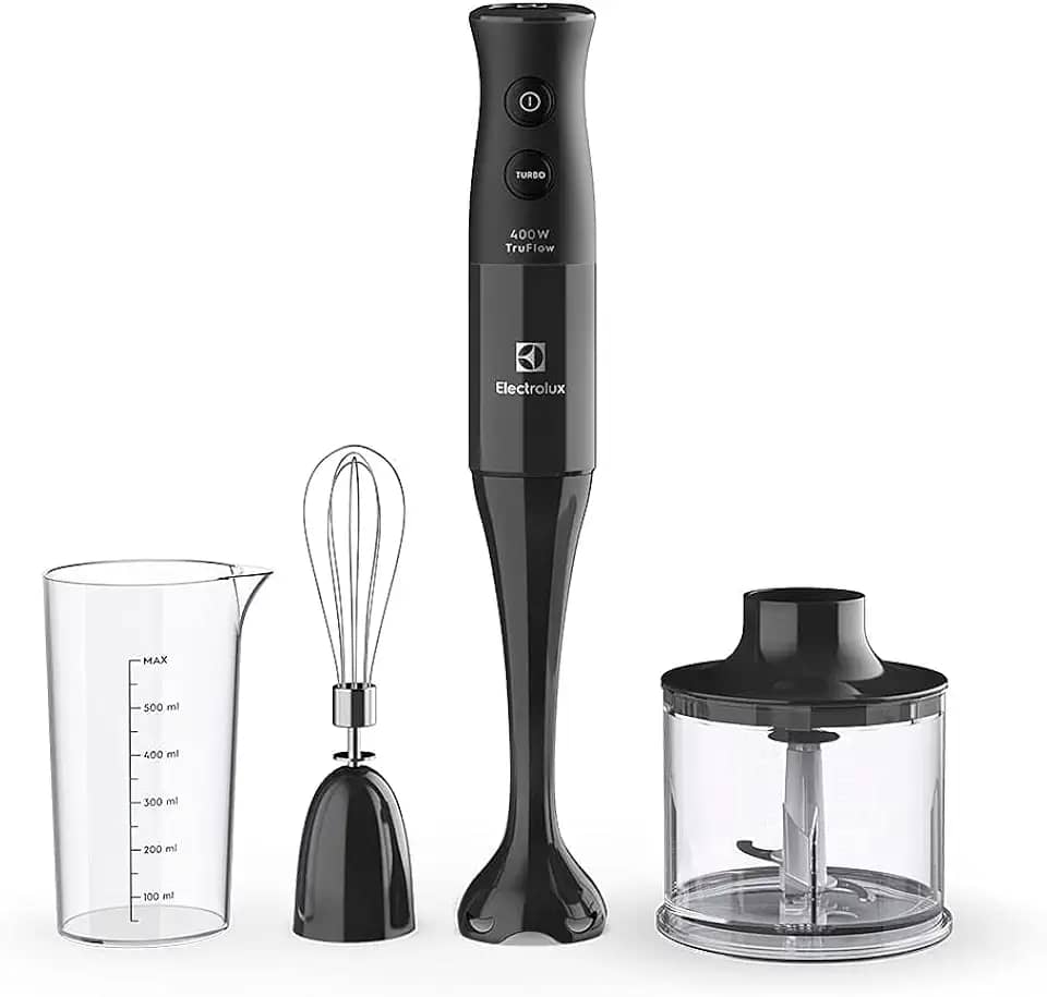 Mixer Misturador Multiuso Electrolux 3 em 1 400W 2 velocidades 3 acessórios mini processador capacidade resistente temperatura 600ml livre BPA EIB10 preto 127v
