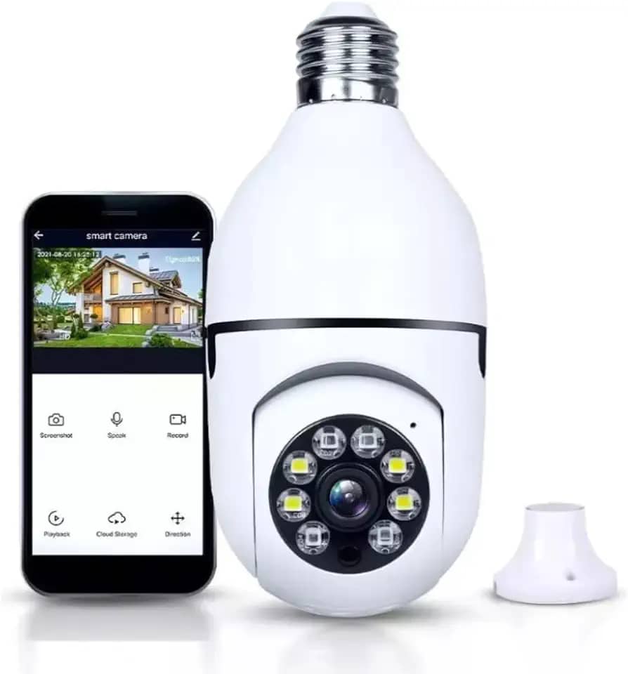 Câmera de Segurança Lâmpada Wi-Fi 360° | Visão Noturna Infravermelha | Áudio Bidirecional | Sensor de Movimento Inteligente | Instalação Fácil em Soquete E27 – Linha Premium