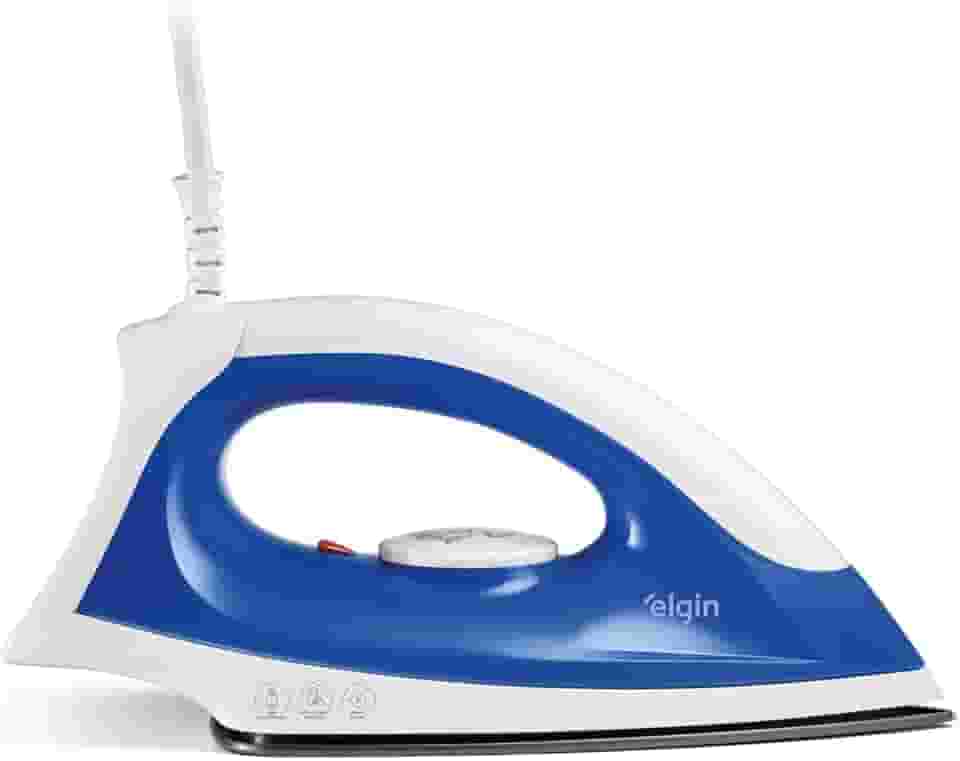 Ferro de Passar a Seco Iron Force Elgin Super Leve Branco e Azul Base Antiaderente 110V