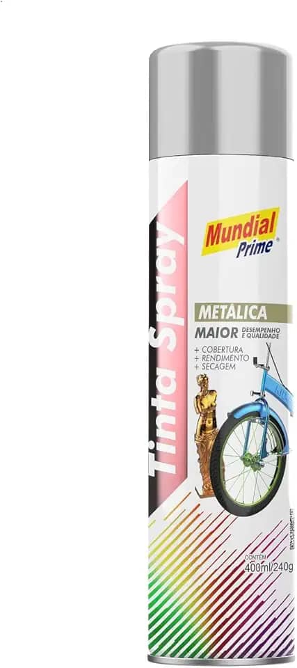 Tinta Spray Metalica 400ml, MUNDIAL PRIME, Prata, AE01000093