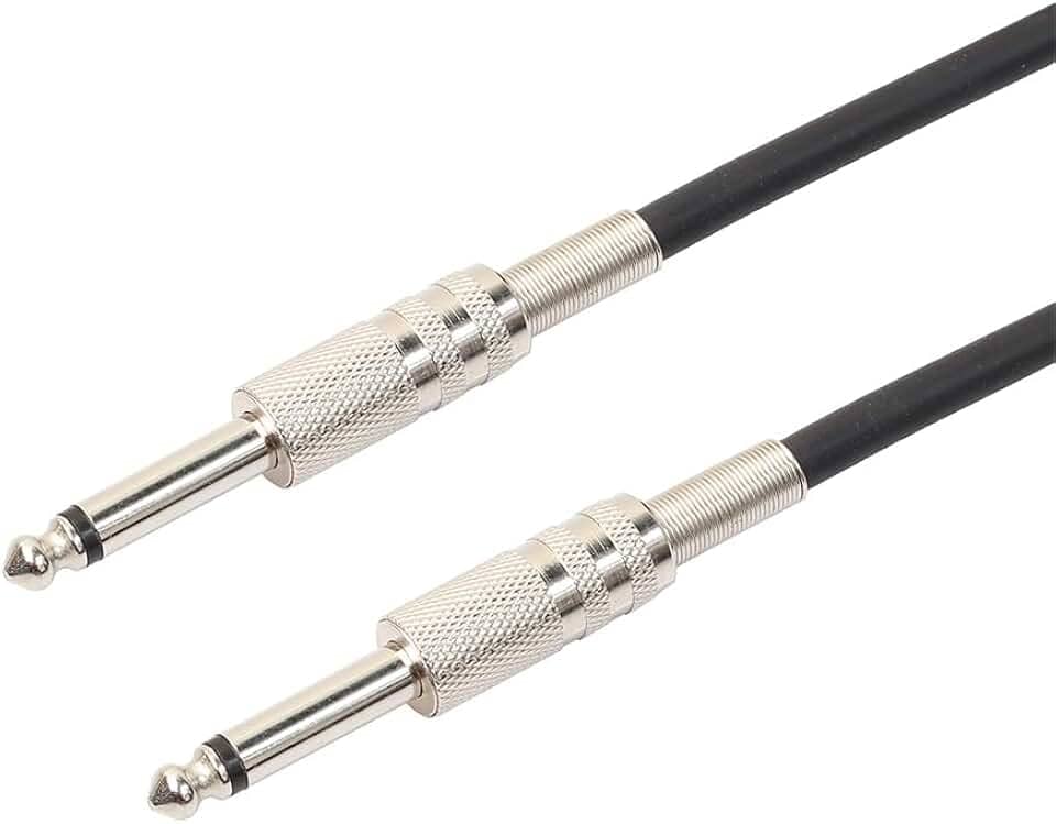 PluCable Cabo de audio P10 para P10 Mono Profissional P1050P Preto, Conexoes em metal, 5 Metros