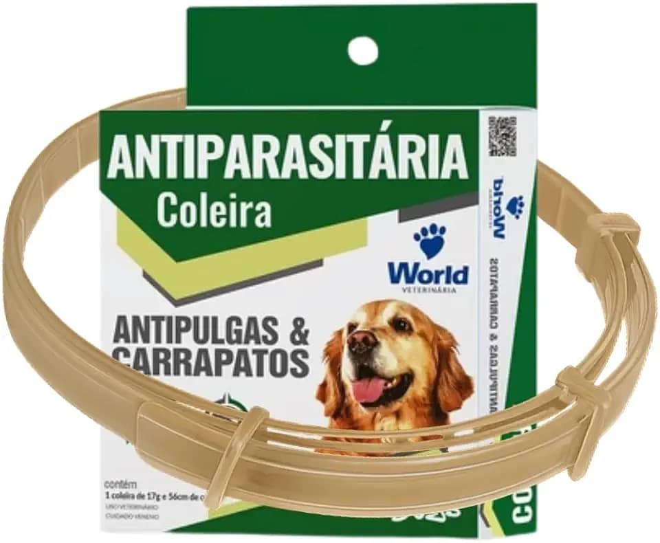 Coleira Antiparasitária World Para Cães Proteção Contra Pulgas E Carrapatos