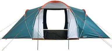 NAUTIKA, Barraca para acampamento familiar com quartos separados Modelo Explorer com capacidade para 4/6 pessoas. Coluna d’água de 2500mm. Modelo iglu autoportante. Verde e cinza