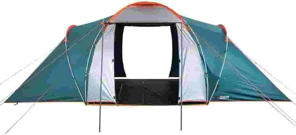 NAUTIKA, Barraca para acampamento familiar com quartos separados Modelo Explorer com capacidade para 4/6 pessoas. Coluna d’água de 2500mm. Modelo iglu autoportante. Verde e cinza