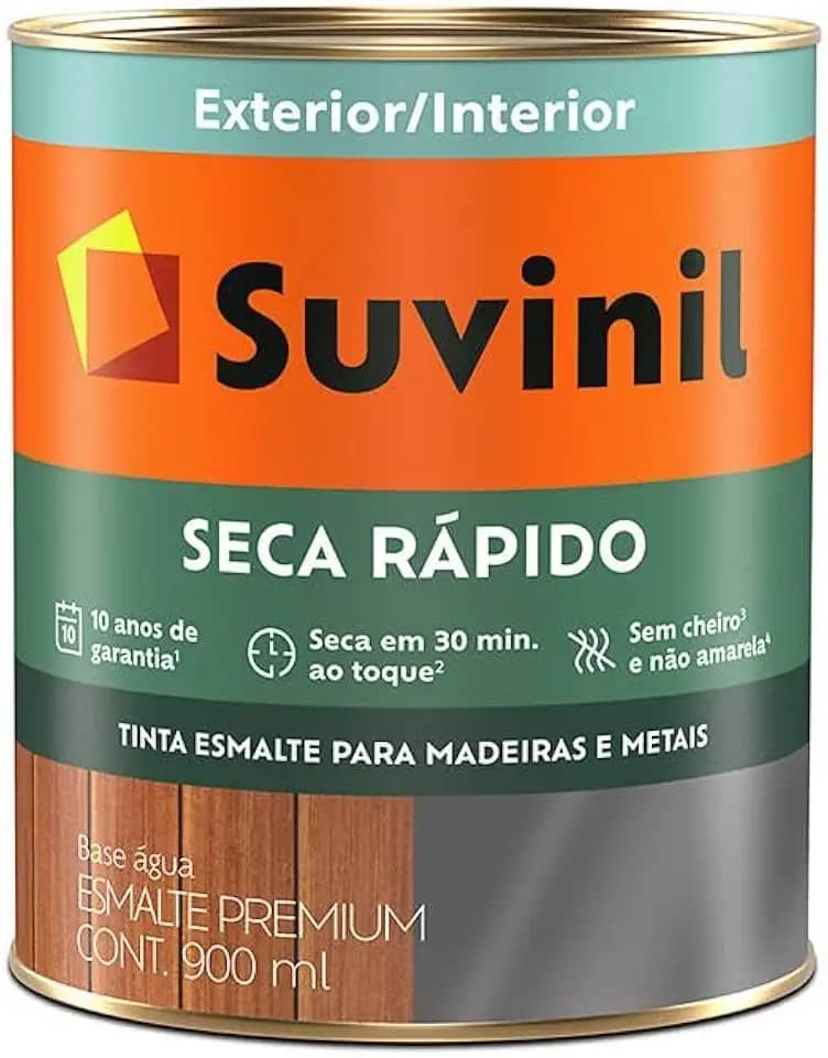 Tinta Suvinil para madeiras e metais esmalte brilhante seca rapido 0,9L - Branco