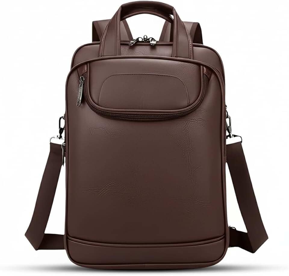 Mochila Couro Reforçada Executiva Grande Mochila para Notebook Trabalho Viagem Escola com Cabo de Aço Impermeável