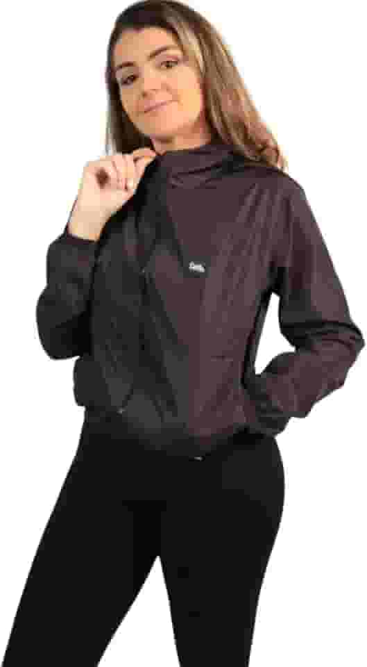 Jaqueta Corta Vento Feminina Delute Lisa Sem Forro Com Capuz Resistente a Água e Ultra Leve