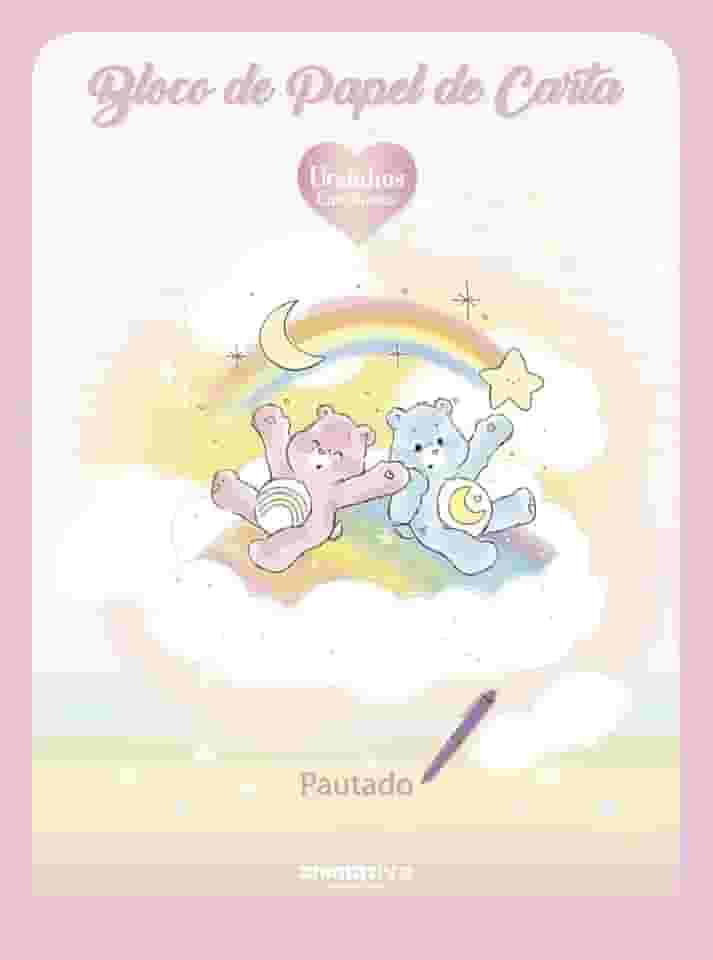 Bloco de Papel de Carta Ursinhos Carinhosos – 48 Folhas Decoradas – Gramatura 70 g/m² – Animativa