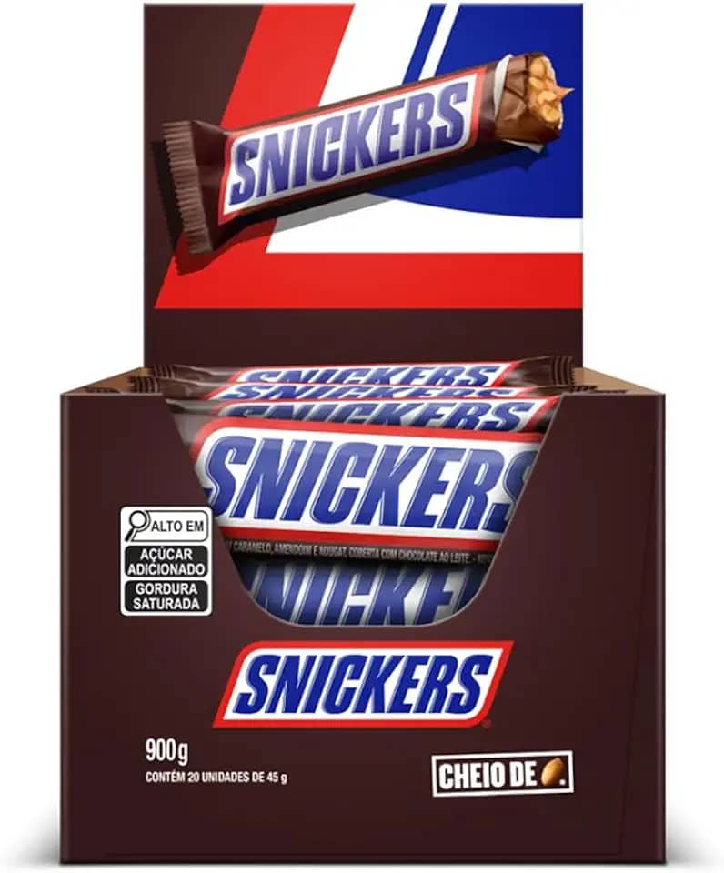 Chocolate Snickers Original - Display com 20 unidades de 45g