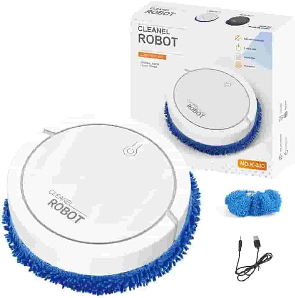 Robô Aspirador de Pó com Controle Remoto e MOP Varre Passa Pano Agenda Limpeza e Autorrecarga ROBOT-Branco