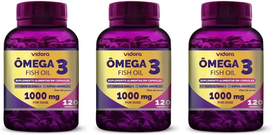3 Ômega 3 EPA DHA 1000mg Colesterol memória 360 Cáps