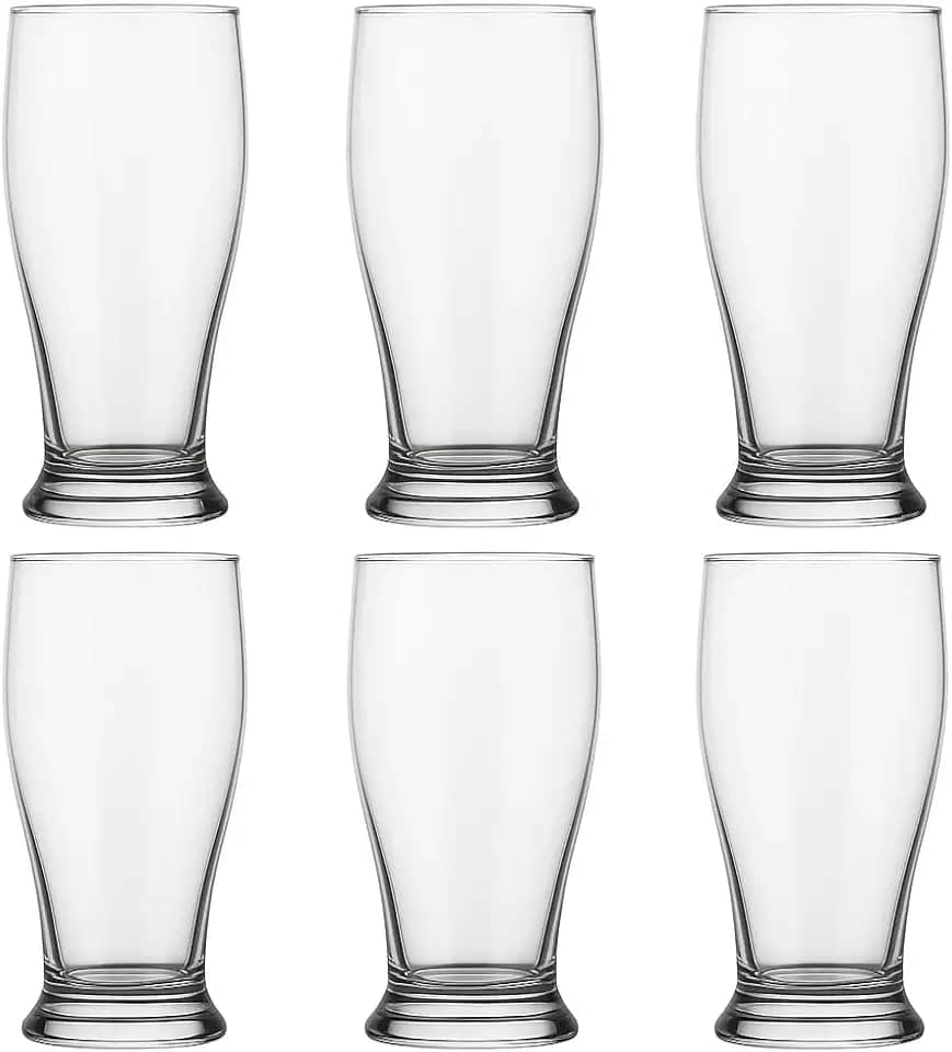 Copo de Cerveja Tulipa 200 ml de Vidro – Kit com 6 Unidades | Design Clássico, Transparente e Sofisticado para Cervejas Pilsen, Lager e Weiss