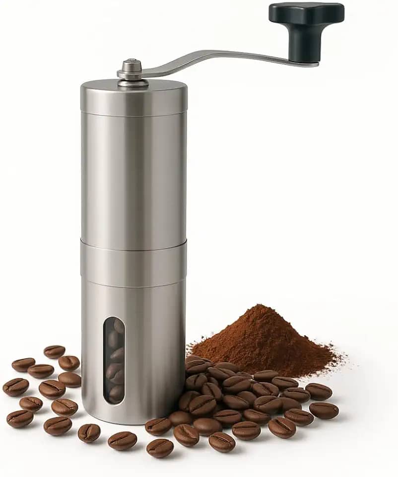 Moedor de Café Manual em Aço Inoxidável Portátil Ajustável Moagem Fina e Grossa