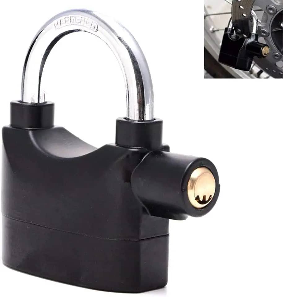 Cadeado com Alarme Sirene 110db Moto Anti furto Som Alto Segurança Casa