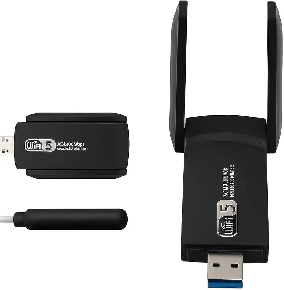 Adaptador WiFi USB 3.0 Dual Band 1300Mbps 5GHz e 2.4GHz com Duas Antenas de Alto Ganho - Placa de Rede Wireless para PC Desktop e Notebook