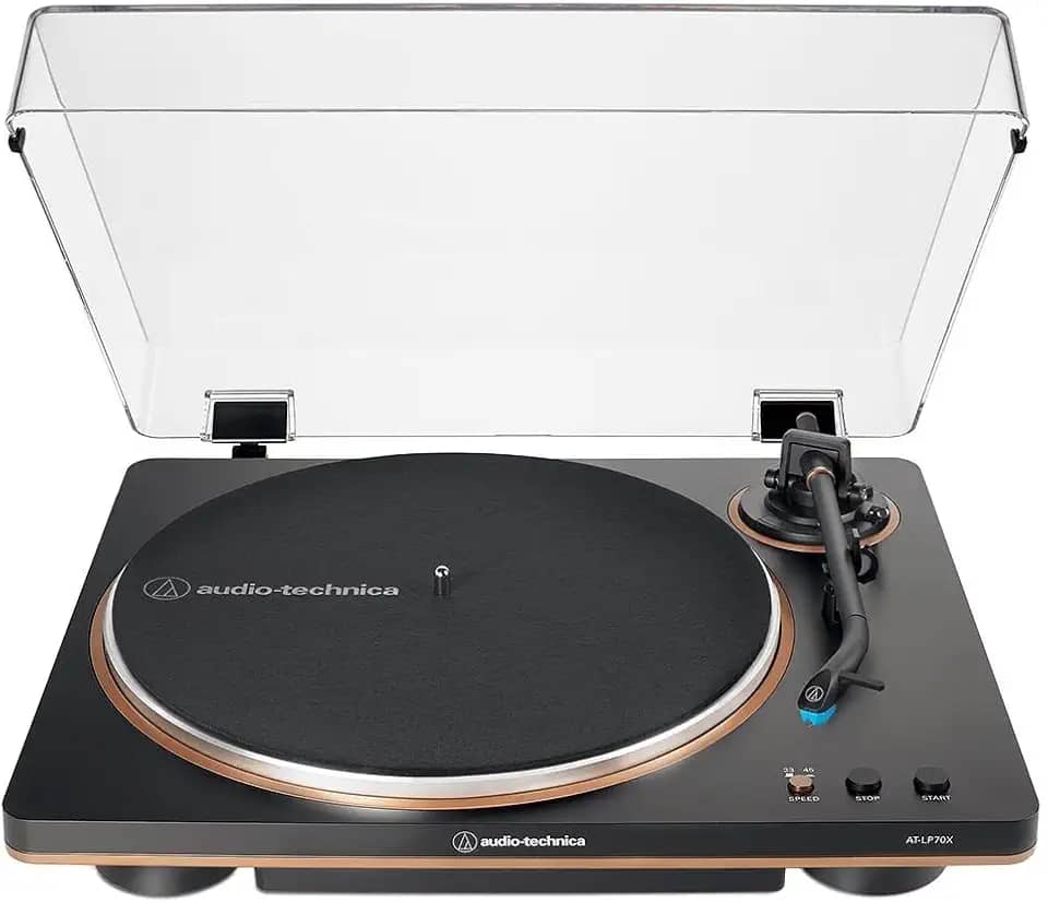 Toca-Discos Vinil Audio-Technica Automático AT-LP70X-BZ, Preto e Bronze, Bivolt 120/240V