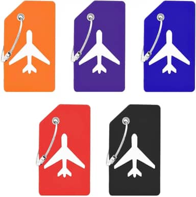 Pacote com 5 etiquetas de silicone para bagagem, etiquetas de identificação para malas e viagens para localizar rapidamente a mala de bagagem (multicolorido